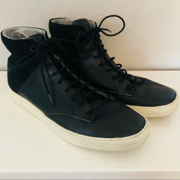 TCG Thoroughly Crafted Goods Porter Black Leather Men’s High Top Sneakers 12 - Picture 2 of 10